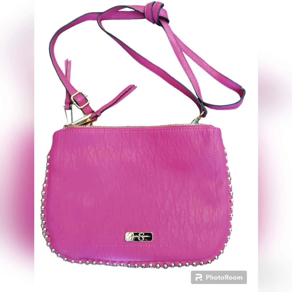 Jessica Simpson Hot Pink Crossbody Bag with Silver Studs